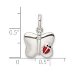 Sterling Silver Polished Enameled Butterfly w/Ladybug Pendant - Image 3