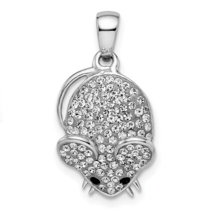Sterling Silver Rhodium-plated Preciosa Crystal Mouse Pendant