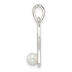 Sterling Silver Rhodium-plated Polished Imitation Pearl Star Pendant - Image 2