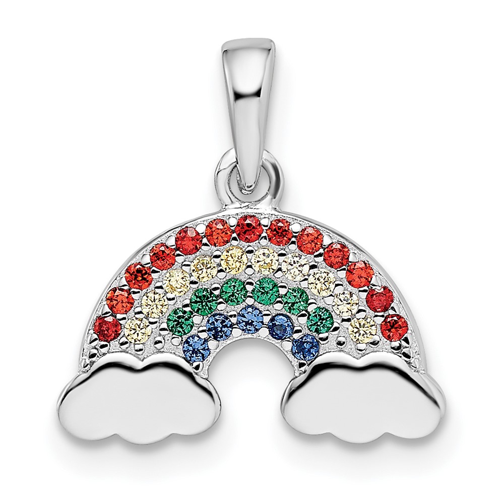 QC11024.jpg Sterling Silver Rh-plated Multi-color Nano Crystal Rainbow Pendant - Image 1