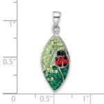 Sterling Silver Rhodium-plated Preciosa Crystal Leaf w/Ladybug Pendant - Image 3