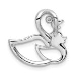 Sterling Silver Rhodium-plated CZ Gold-tone Duck Slide - Image 4
