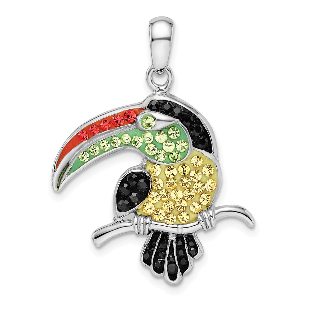 QC11051.jpg Sterling Silver Rhodium-plated Preciosa Crystal Toucan Pendant - Image 1