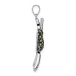 Sterling Silver Blk/White RH-plated Multicolor CZ Hummingbird Pendant - Image 2