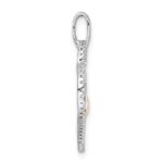 Sterling Silver Rhodium-plated Gold-tone CZ Cat in Heart Pendant - Image 2