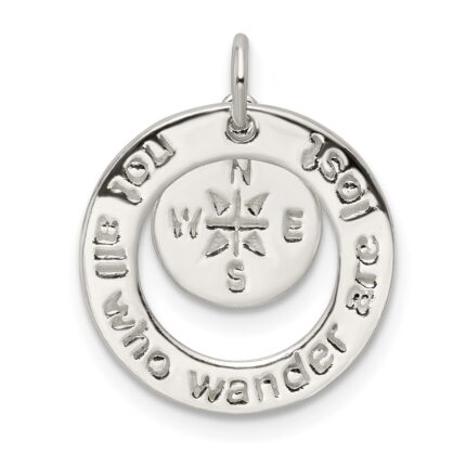 Sterling Silver Round NOT ALL WHO WANDER Pendant