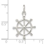 Sterling Silver Polished Ship's Wheel Pendant - Image 3