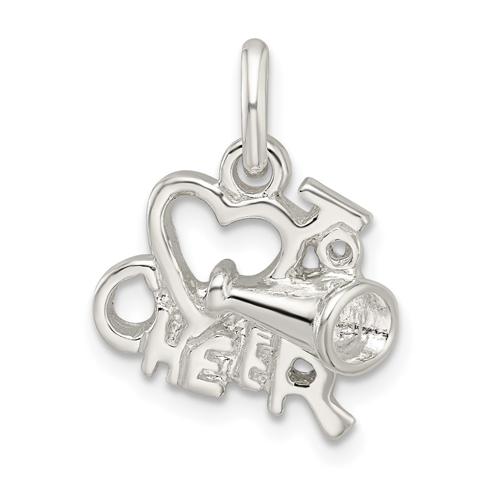 QC11094.jpg Sterling Silver Polished I Love Cheer Pendant - Image 1
