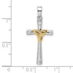 Sterling Silver RH-plated & Gold-plated CZ Cross with Celtic Cross Pendant - Image 3