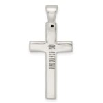 Sterling Silver Polished Greek Key Hollow Latin Cross Pendant - Image 4