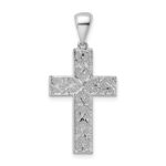 Sterling Silver Rhodium-plated Polished & D/C Cross Pendant