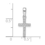 Sterling Silver Rhodium-plated CZ Cross Pendant - Image 3