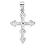 Sterling Silver Rhodium-plated CZ Cross Pendant - Image 4