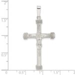 Sterling Silver Polished w/Rope Ends Hollow Crucifix Pendant - Image 3