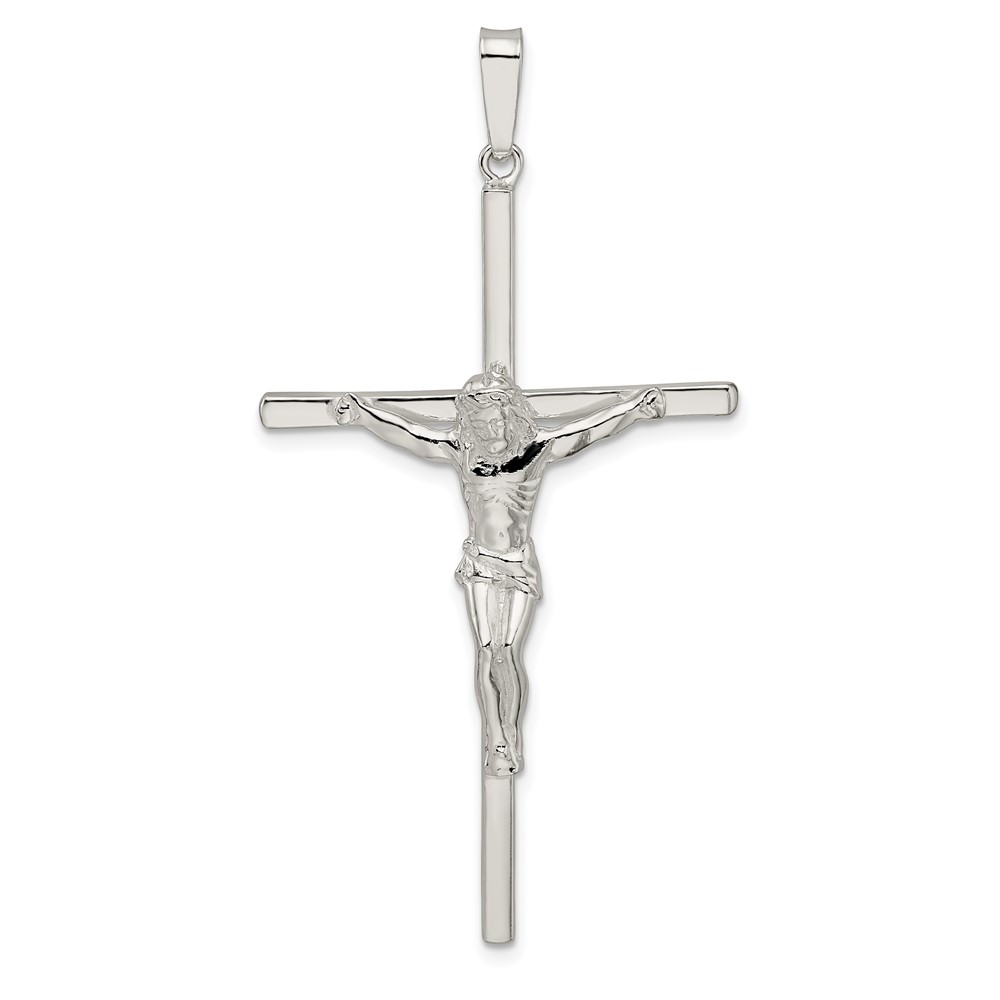 QC11184.jpg Sterling Silver Polished Large Hollow Crucifix Pendant - Image 1
