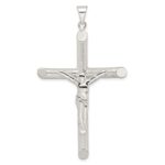 Sterling Silver Polished and Texture Tube Crucifix Cross Pendant