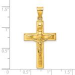 Sterling Silver Gold-tone Polished Solid INRI Crucifix Pendant - Image 3