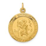 Sterling Silver Gold-plated Polished and Satin Saint Christopher Pendant