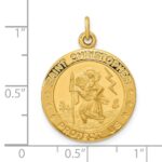 Sterling Silver Gold-plated Polished and Satin Saint Christopher Pendant - Image 3