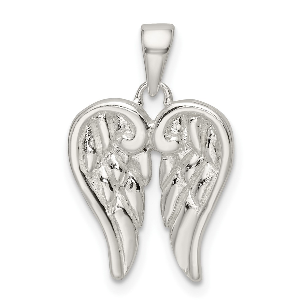 QC11217.jpg Sterling Silver Polished Angel Wings Pendant - Image 1