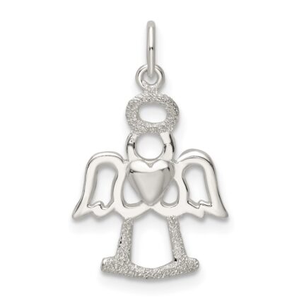Sterling Silver Polished and Lasered Angel Pendant