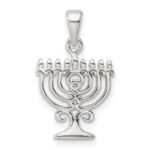 Sterling Silver Polished Menorah Pendant