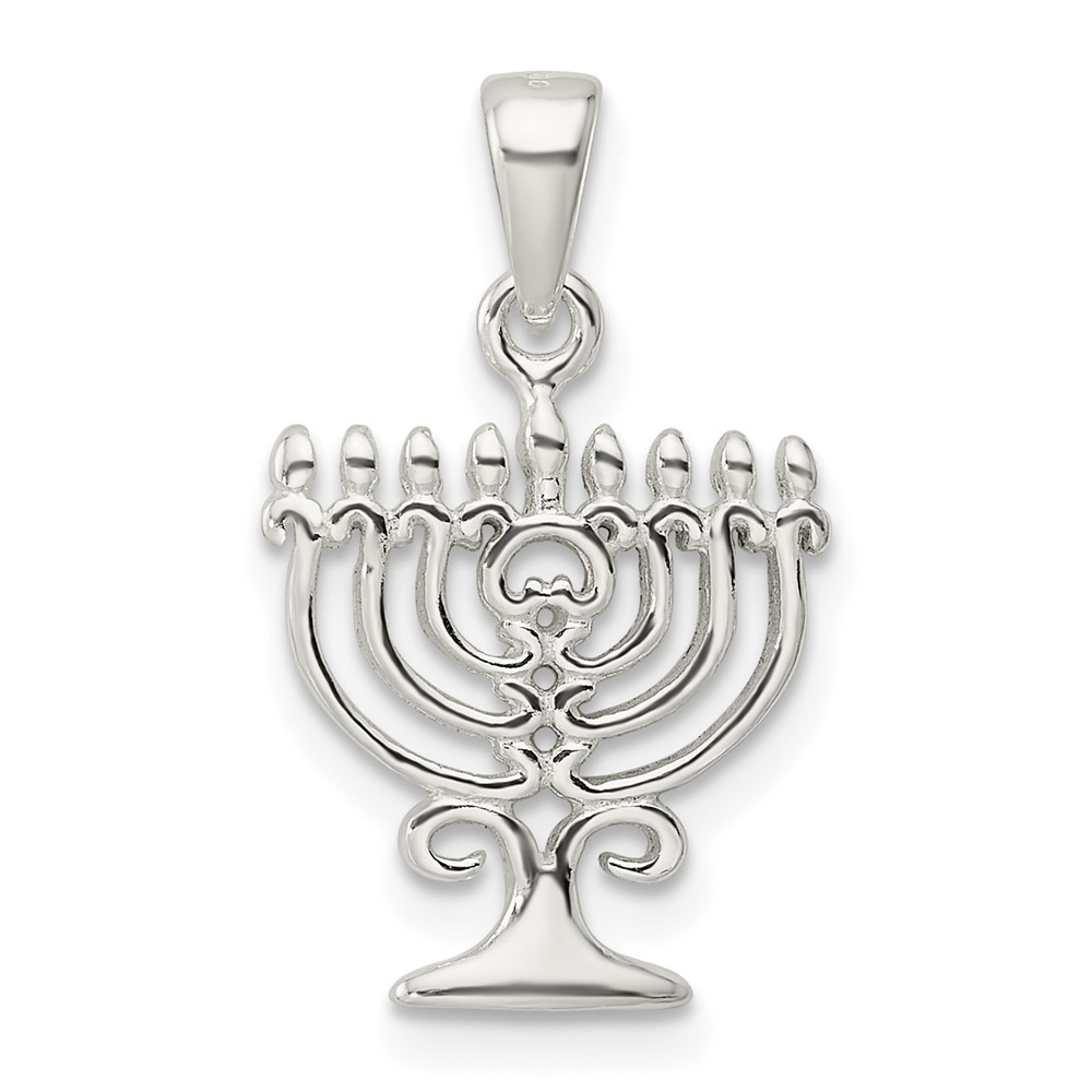 QC11229.jpg Sterling Silver Polished Menorah Pendant - Image 1
