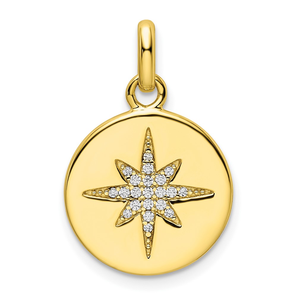 QC11245.jpg Sterling Silver Gold-tone CZ Star Disc Pendant - Image 1