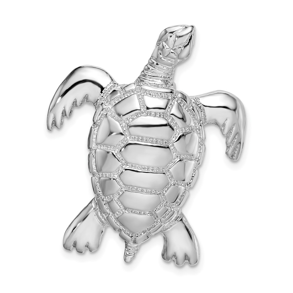 QC11251.jpg De-Ani Sterling Silver Rhodium-Plated Polished Sea Turtle Slide - Image 1