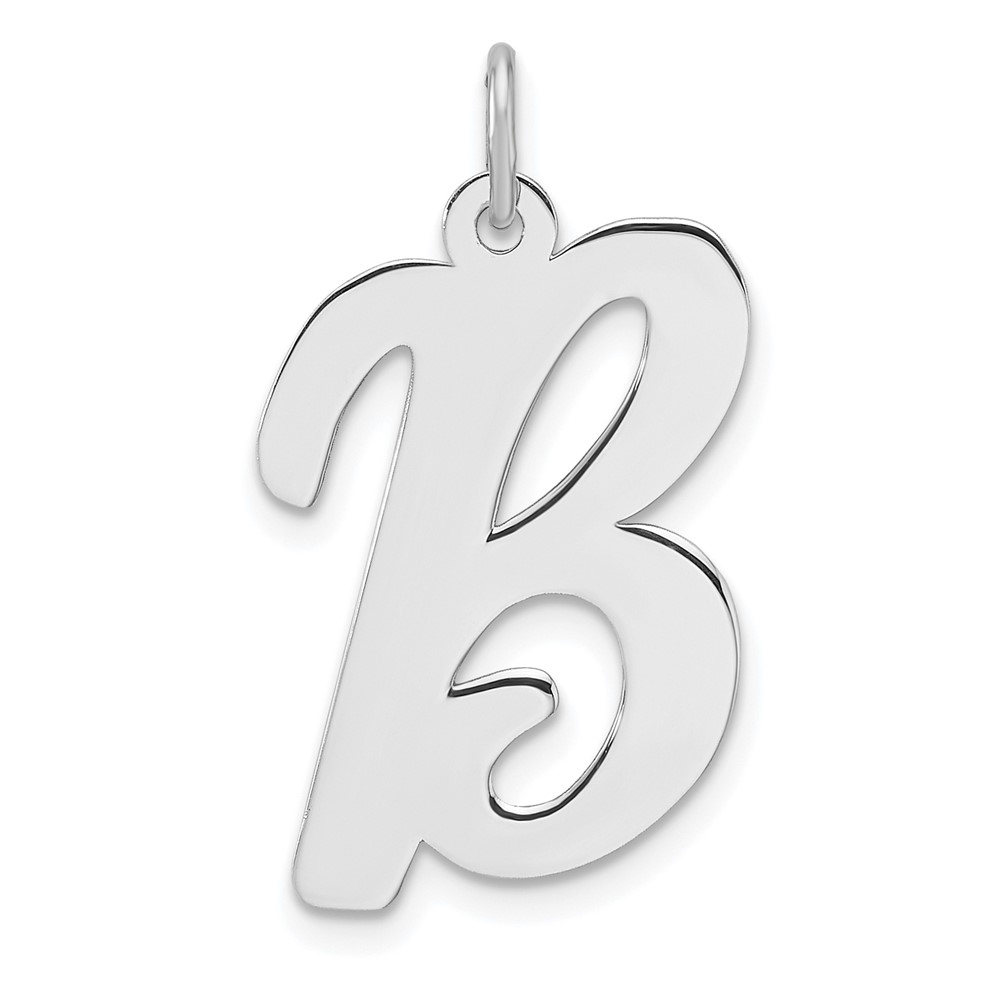 QC11253B.jpg Large Sterling Silver Rhodium-plated Script Letter B Initial Charm - Image 1