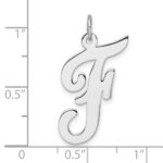 Large Sterling Silver Rhodium-plated Script Letter F Initial Charm - Image 4
