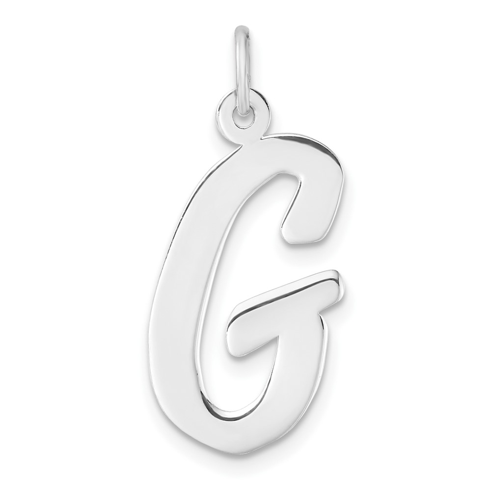 QC11253G.jpg Large Sterling Silver Rhodium-plated Script Letter G Initial Charm - Image 1