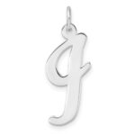 Large Sterling Silver Rhodium-plated Script Letter I Initial Charm