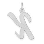 Large Sterling Silver Rhodium-plated Script Letter K Initial Charm - Image 3
