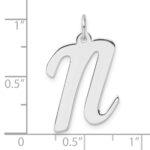 Large Sterling Silver Rhodium-plated Script Letter N Initial Charm - Image 4