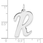 Large Sterling Silver Rhodium-plated Script Letter R Initial Charm - Image 4