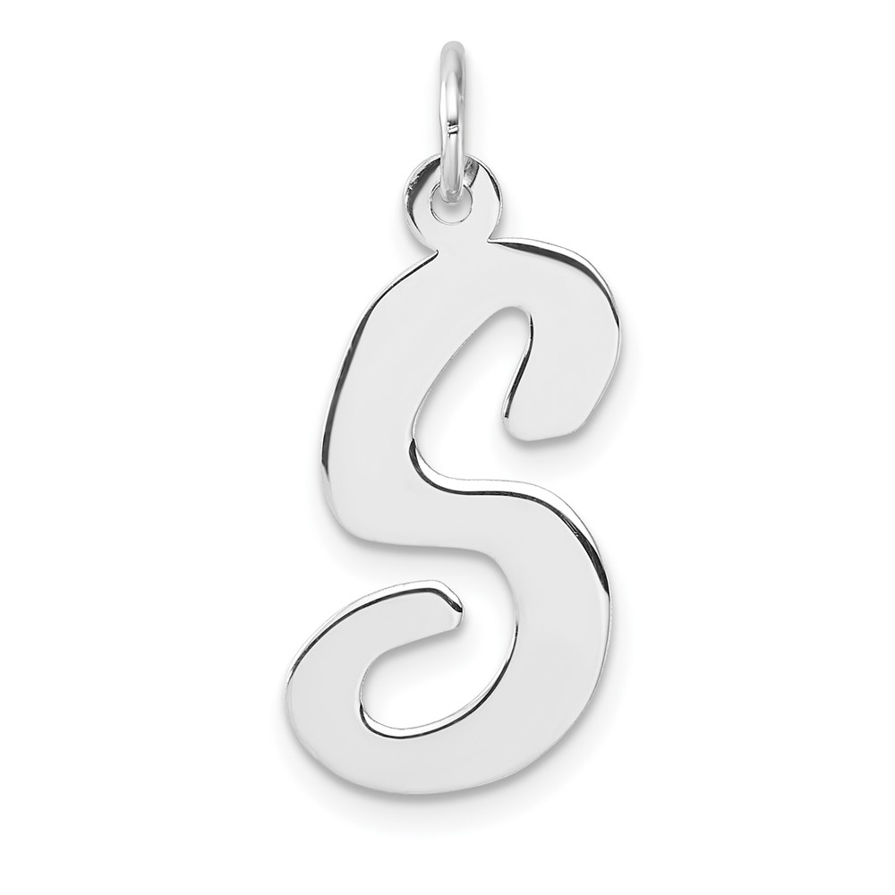 QC11253S.jpg Large Sterling Silver Rhodium-plated Script Letter S Initial Charm - Image 1