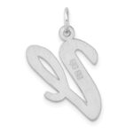 Large Sterling Silver Rhodium-plated Script Letter V Initial Charm - Image 3