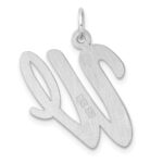 Large Sterling Silver Rhodium-plated Script Letter W Initial Charm - Image 3
