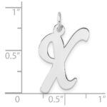 Large Sterling Silver Rhodium-plated Script Letter X Initial Charm - Image 4