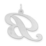 Large Sterling Silver Rhodium-plated Fancy Script Letter B Initial Charm - Image 3