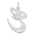 Large Sterling Silver Rhodium-plated Fancy Script Letter E Initial Charm - Image 3