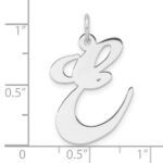 Large Sterling Silver Rhodium-plated Fancy Script Letter E Initial Charm - Image 4