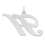 Large Sterling Silver Rhodium-plated Fancy Script Letter H Initial Charm - Image 3