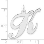 Large Sterling Silver Rhodium-plated Fancy Script Letter K Initial Charm - Image 4