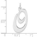 Large Sterling Silver Rhodium-plated Fancy Script Letter O Initial Charm - Image 4