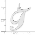 Large Sterling Silver Rhodium-plated Fancy Script Letter T Initial Charm - Image 4