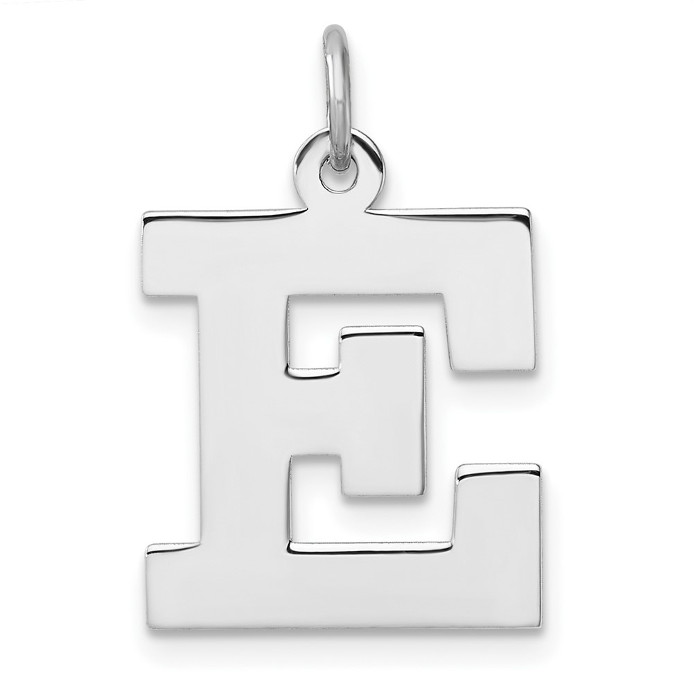 QC11255E.jpg Large Sterling Silver Rhodium-plated Block Letter E Initial Charm - Image 1