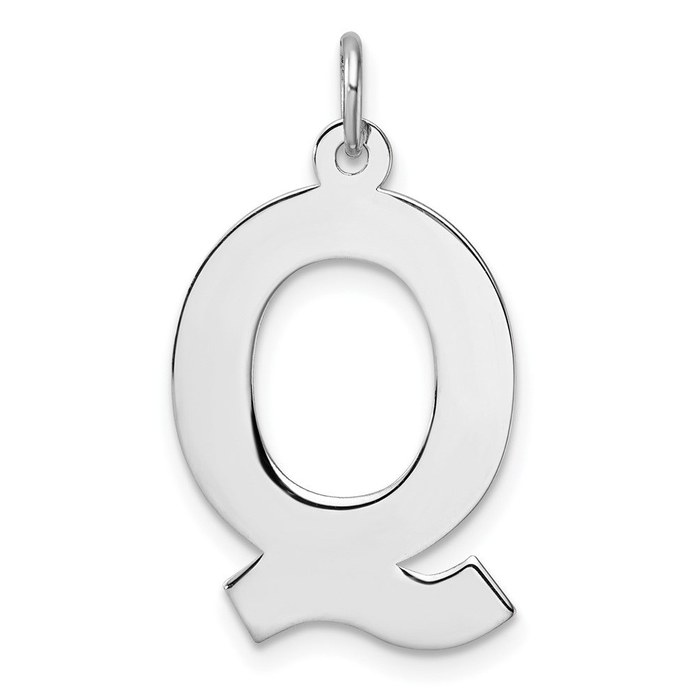 QC11255Q.jpg Large Sterling Silver Rhodium-plated Block Letter Q Initial Charm - Image 1