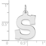 Large Sterling Silver Rhodium-plated Block Letter S Initial Charm - Image 4